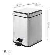 Portarifiuti quadrato Gedy Argenta 5 lt. in acciaio inox cm 20,5x24x30 by CeramicStore | Lo specialista del tuo bagno