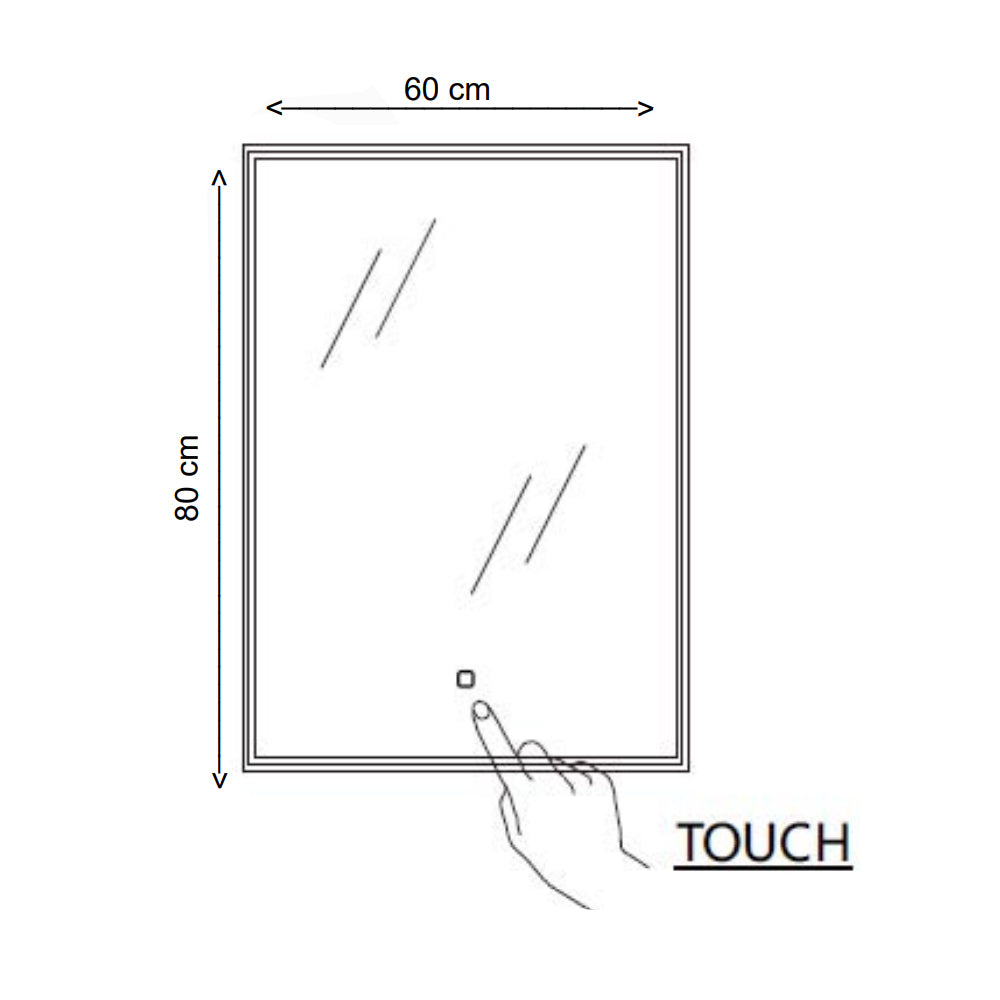 Specchio rettangolare con striscia led integrata accensione touch 60x80h cm by CeramicStore | Lo specialista del tuo bagno