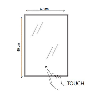 Specchio rettangolare con striscia led integrata accensione touch 60x80h cm by CeramicStore | Lo specialista del tuo bagno