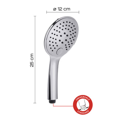 Doccetta tonda 3 getti con cambio getti a pulsante modello Tech 12 di Gedy - Cromato by CeramicStore | Lo specialista del tuo bagno