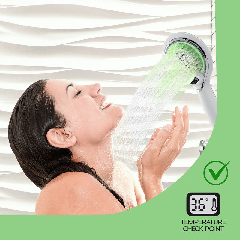 Doccetta 1 getto con led a tre colori e controllo temperatura modello Thermo Light 01 di Gedy - Bianco by CeramicStore | Lo specialista del tuo bagno