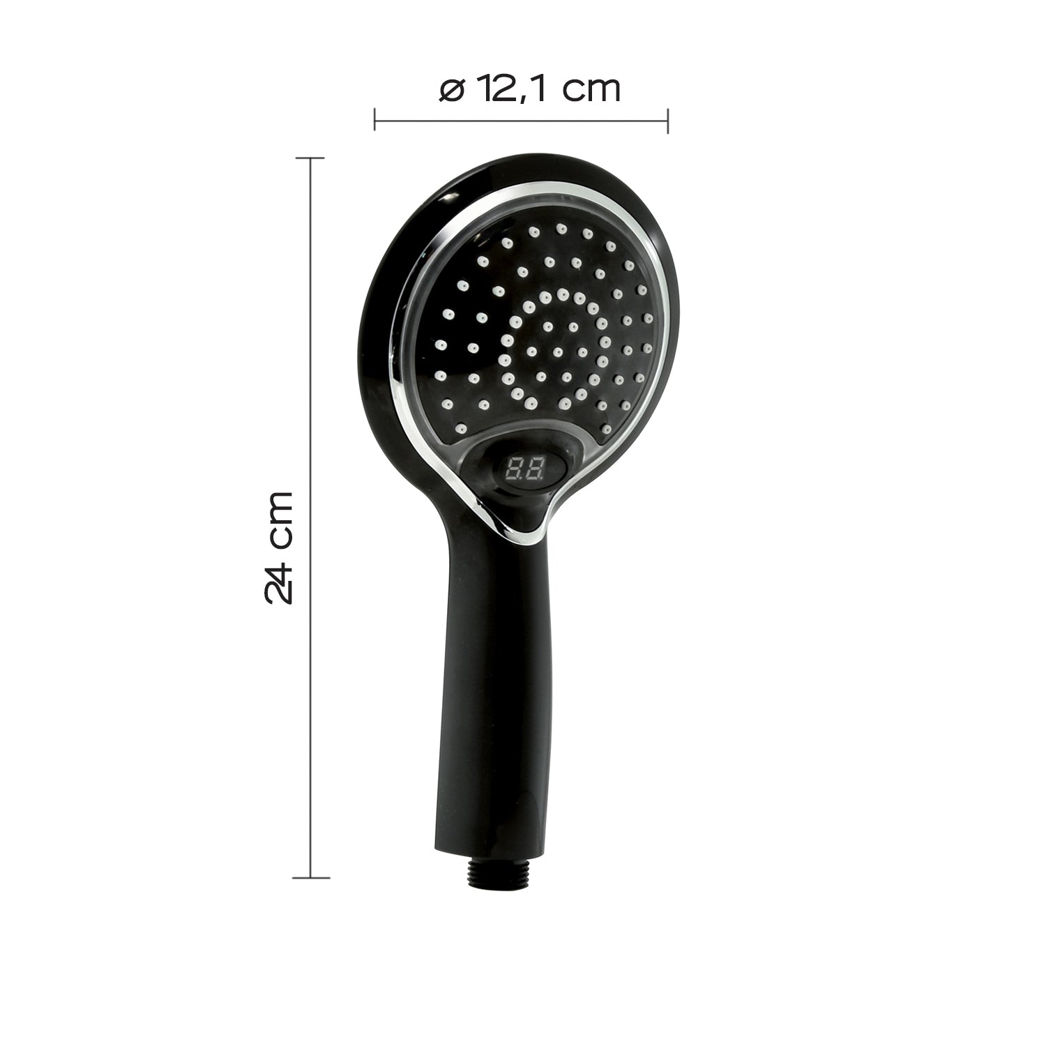 Doccetta 1 getto con led a tre colori e controllo temperatura modello Thermo Light 02 di Gedy - Nero by CeramicStore | Lo specialista del tuo bagno