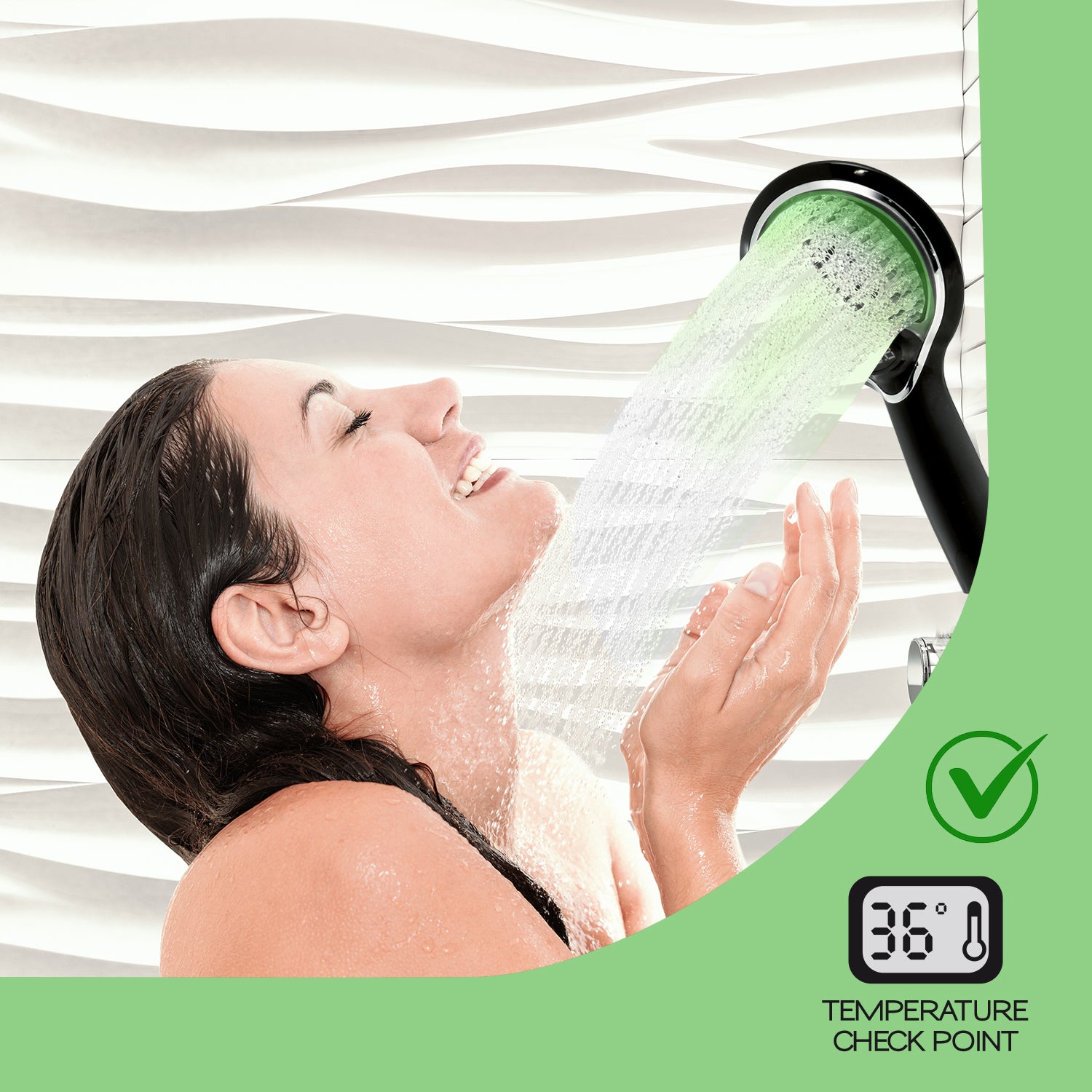 Doccetta 1 getto con led a tre colori e controllo temperatura modello Thermo Light 02 di Gedy - Nero by CeramicStore | Lo specialista del tuo bagno