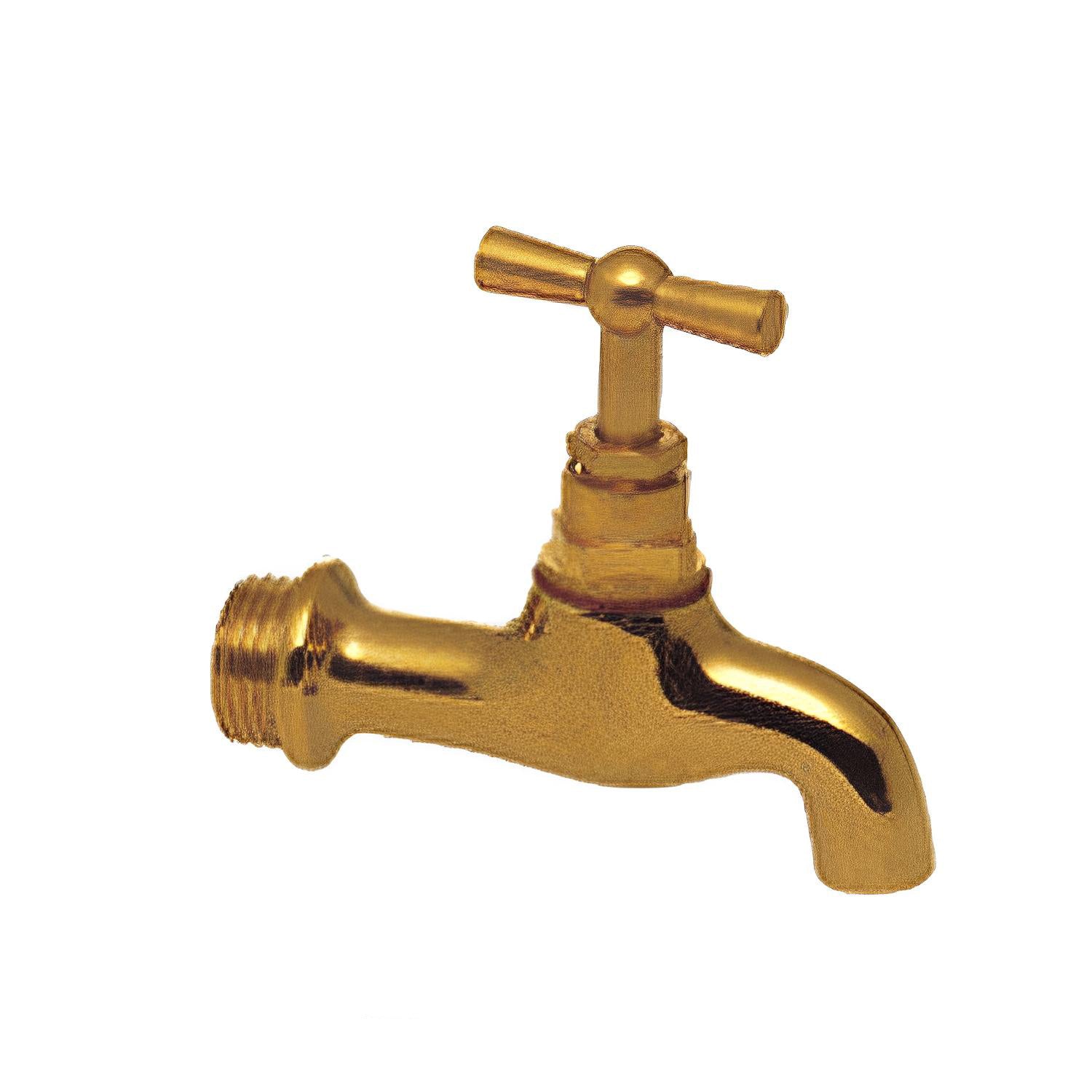 Rubinetto curvo da esterno 1/2", finitura ottone lucido â€“ Giallo