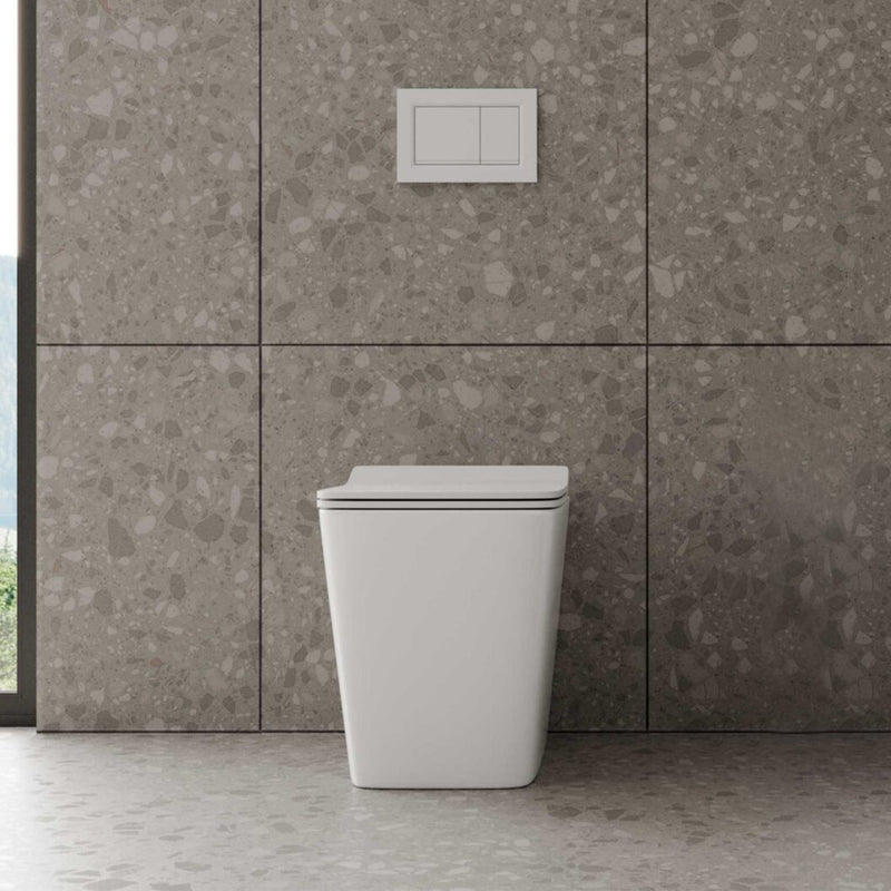 Vaso a terra con copriwater soft close Tela BathCore L 36 x P 56 x H 41 cm â€“ Bianco lucido