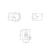 Sanitari filomuro senza brida con copriwater Soft Close BathCore serie Tela L 36 x P 56 x H 41 cm â€“ Bianco lucido