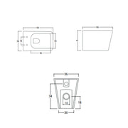 Sanitari filomuro senza brida con copriwater Soft Close BathCore serie Tela L 36 x P 56 x H 41 cm â€“ Bianco lucido