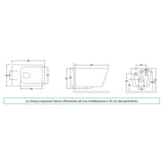 Sanitari filomuro senza brida con copriwater Soft Close BathCore serie Tela L 36 x P 52 x H 34 cm â€“ Bianco lucido