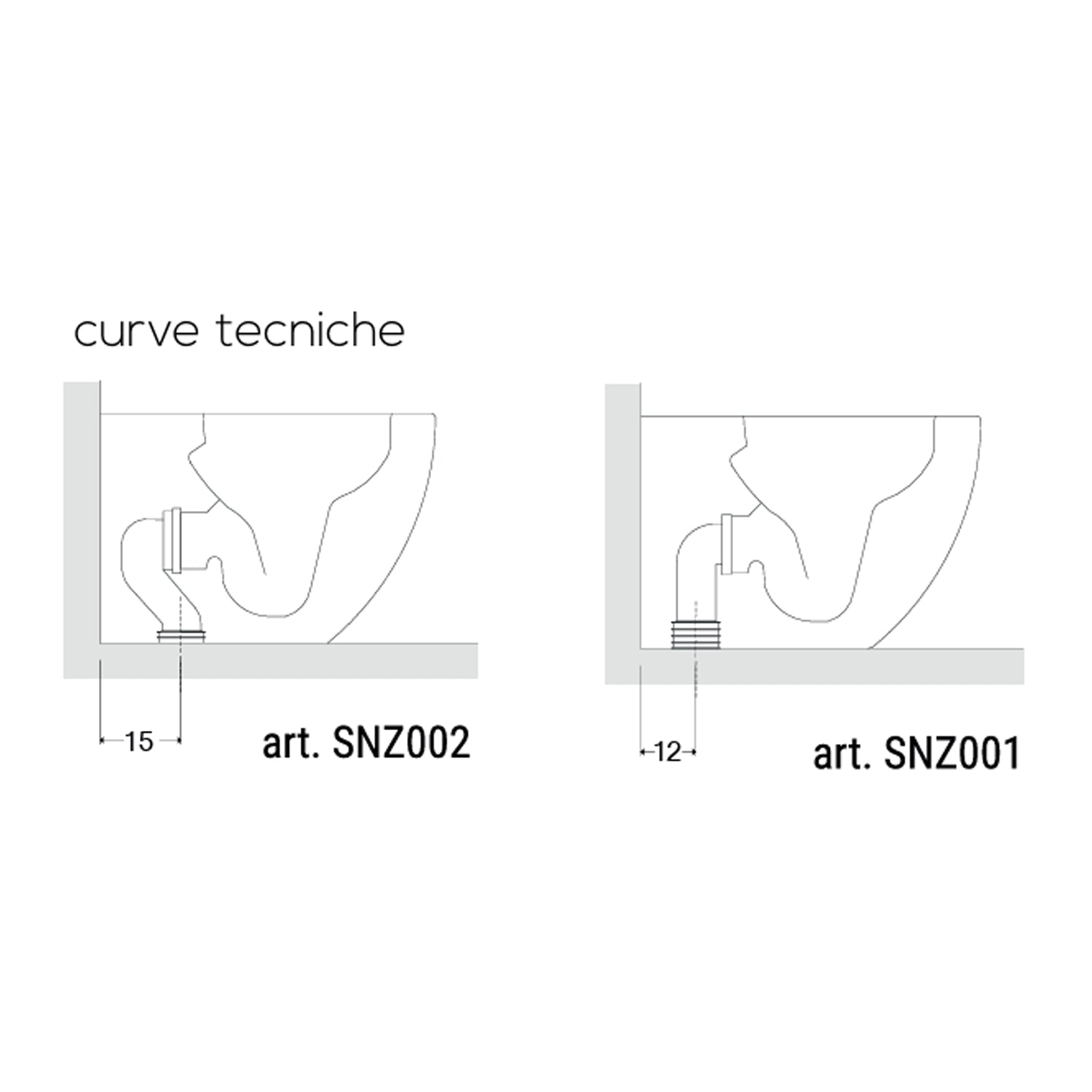Vaso filomuro 56x37 cm BathCore serie Aria Special H50 - Bianco Lucido
