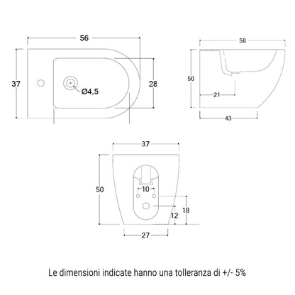 Sanitari filomuro 56x37 cm BathCore serie Aria Special H50 - Bianco Lucido
