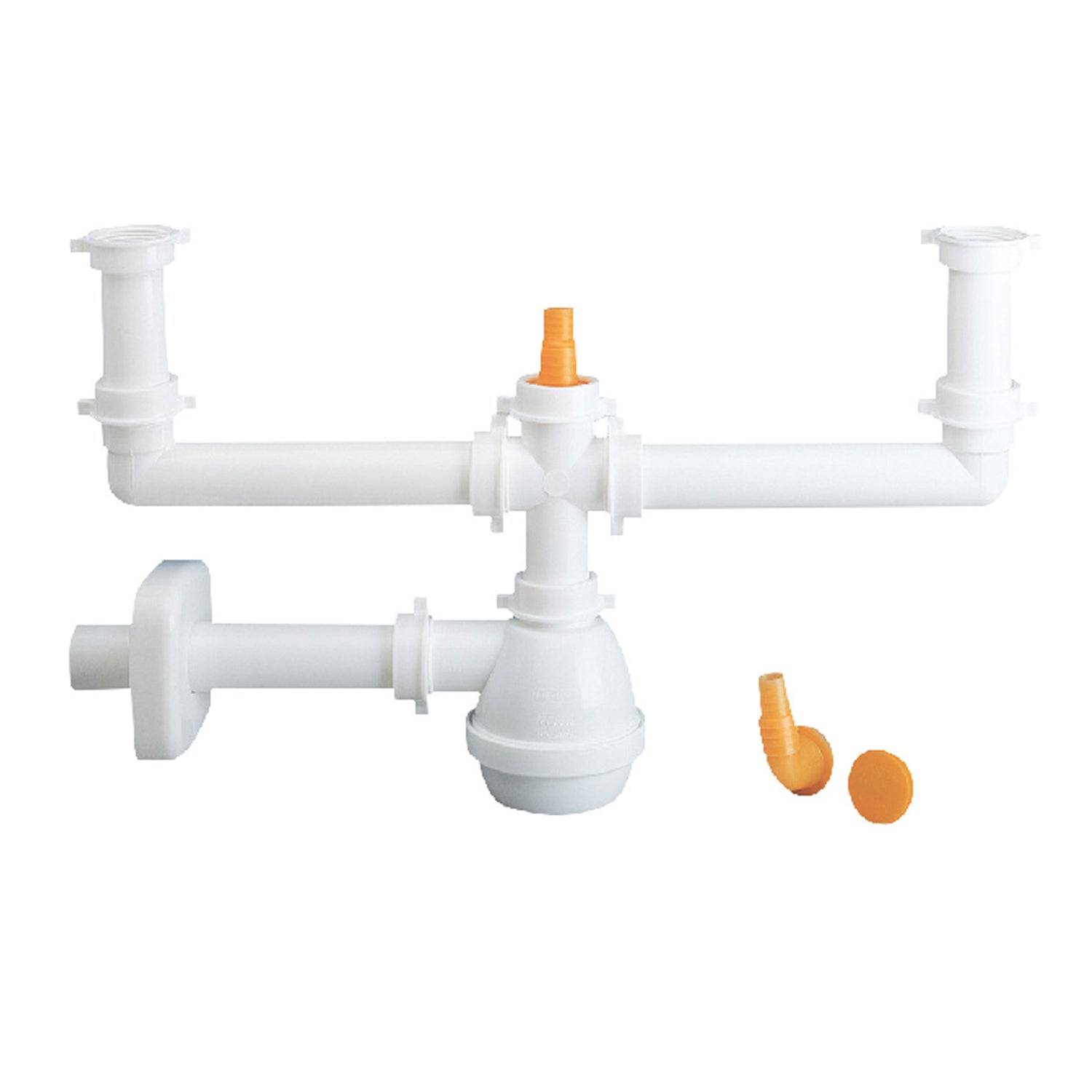 Sifone tipo M per lavelli a 2 vie con attacco lavastoviglie verticale 1"1/2 by CeramicStore | Lo specialista del tuo bagno