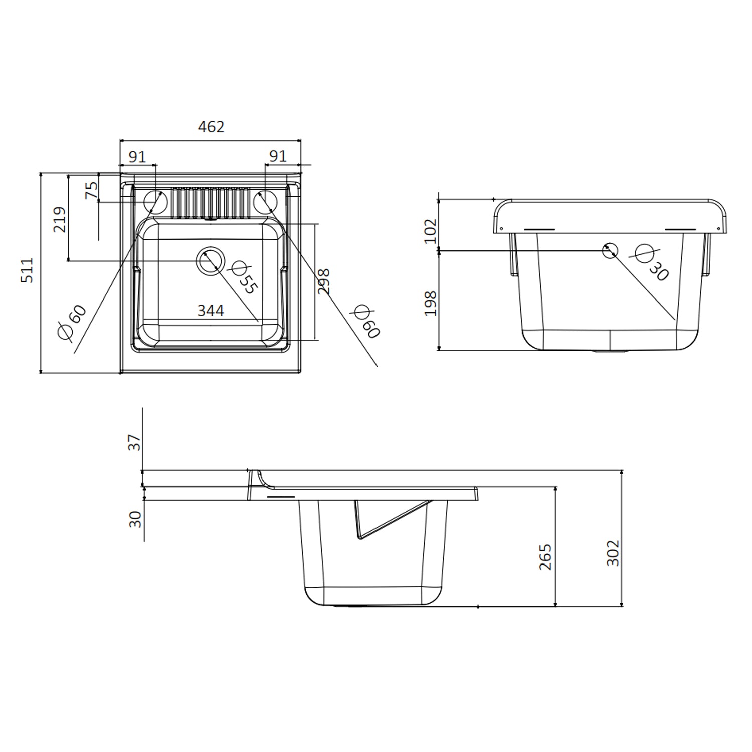 Pilozzo con tavola in polipropilene 45x50 cm per sottolavabo BathCore by CeramicStore | Lo specialista del tuo bagno