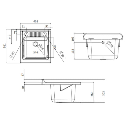 Pilozzo con tavola in polipropilene 45x50 cm per sottolavabo BathCore by CeramicStore | Lo specialista del tuo bagno