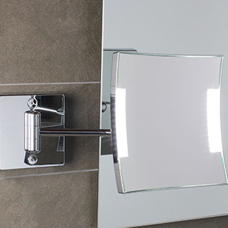 Specchio ingranditore orientabile koh-i-noor modello Quadrolo LED con braccio singolo con alimentazione esterna con spina by CeramicStore | Lo specialista del tuo bagno