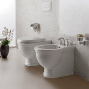 Coppia sanitari a terra filomuro Globo serie Paestum 57x38 cm con coprivaso soft close - Bianco
