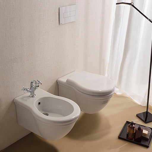 Coppia sanitari sospesi Globo serie Paestum 57x38 cm con coprivaso soft close - Bianco