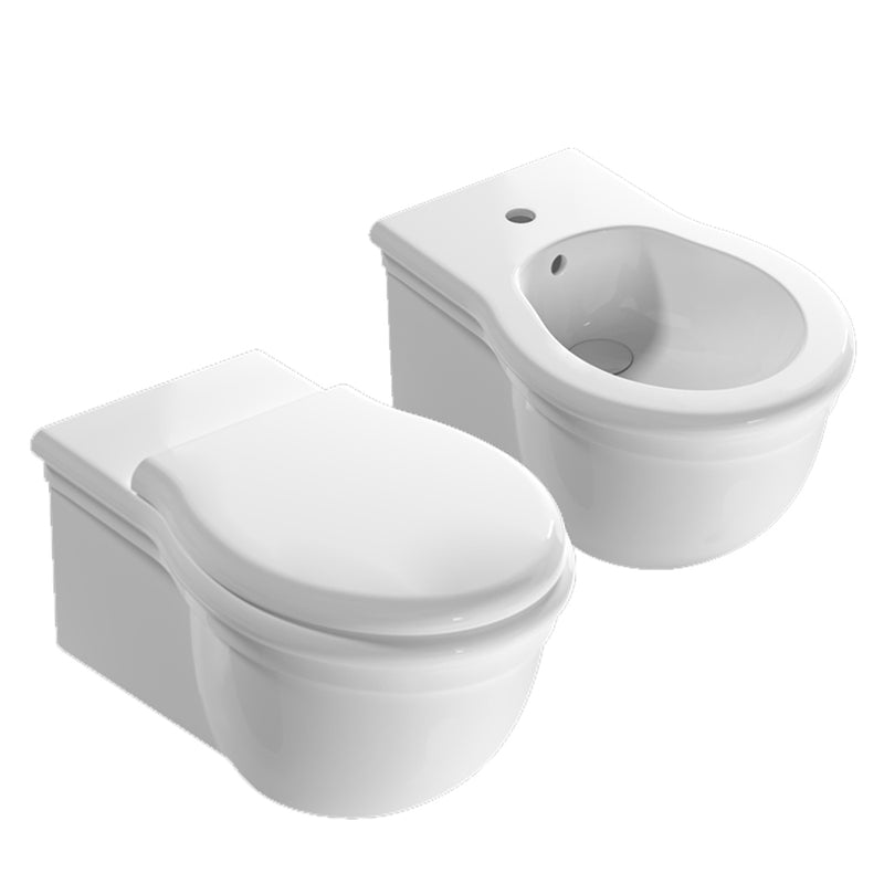 Coppia sanitari sospesi Globo serie Paestum 57x38 cm con coprivaso soft close - Bianco