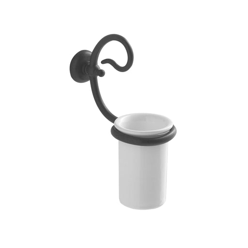 Portaspazzolini a parete collezione Paestum Globo - Metallo anticato e ceramica