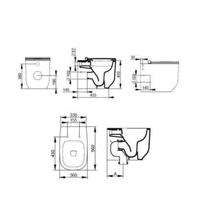 WC filomuro Ceramica Dolomite modello Alba 56x36 cm con sedile Softclose