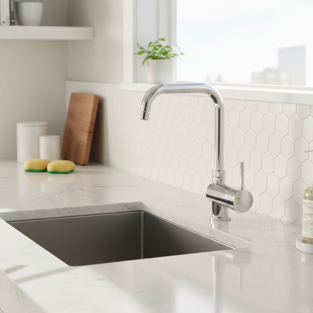 Miscelatore per lavello sottofinestra Artis collezione Moderni in ottone cromato by CeramicStore | Lo specialista del tuo bagno