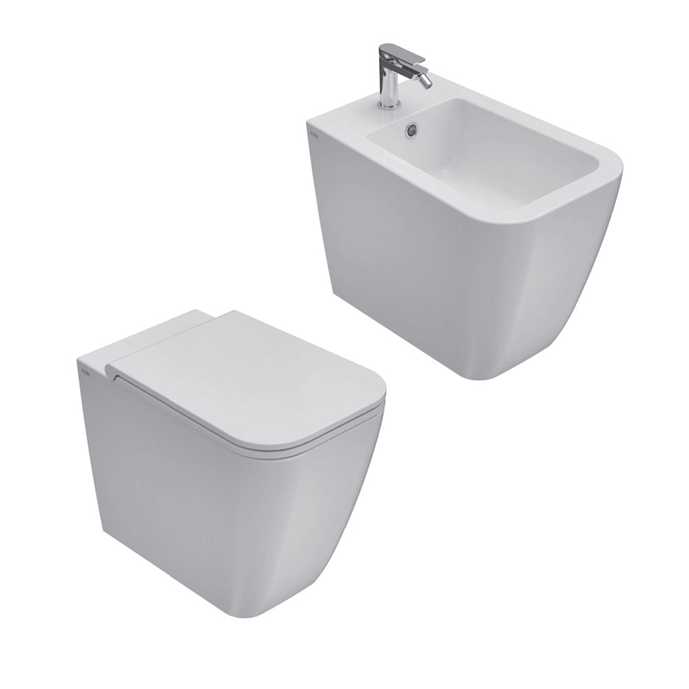Sanitari Sospesi Ceramica Globo Stone 56 WC + BIDET + SEDILE SOFT CLOSE