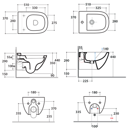 Sanitari Sospesi Ceramica Globo Stockholm 51 WC + BIDET + SEDILE SOFT CLOSE
