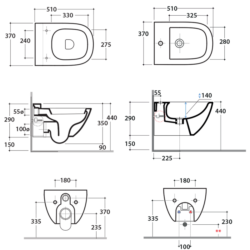 Sanitari Sospesi Ceramica Globo Stockholm 51 WC + BIDET + SEDILE SOFT CLOSE