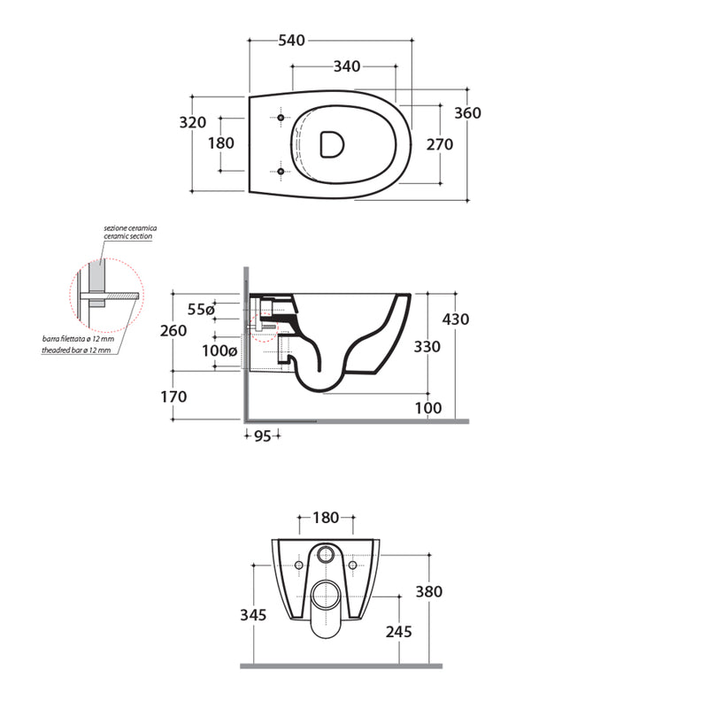 Sanitari Sospesi senza brida Ceramica Globo 4ALL  WC + BIDET + SEDILE SOFT CLOSE
