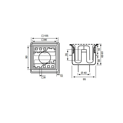 Piletta in abs con griglia in acciaio inox 10x10 by CeramicStore | Lo specialista del tuo bagno