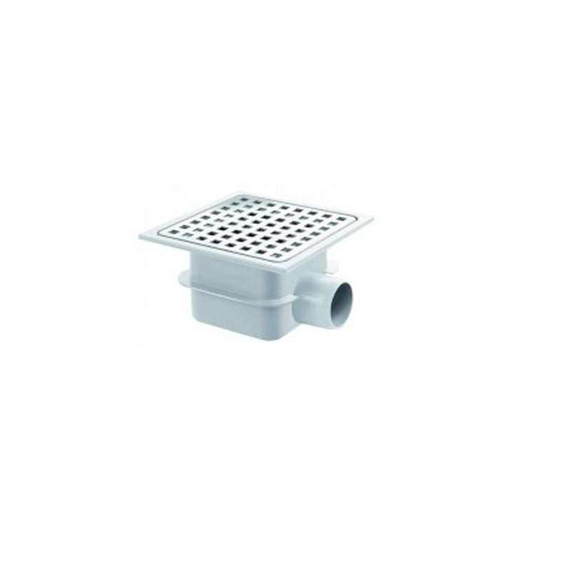 Piletta in abs con griglia in acciaio inox 15x15 con scarico orizzontale by CeramicStore | Lo specialista del tuo bagno