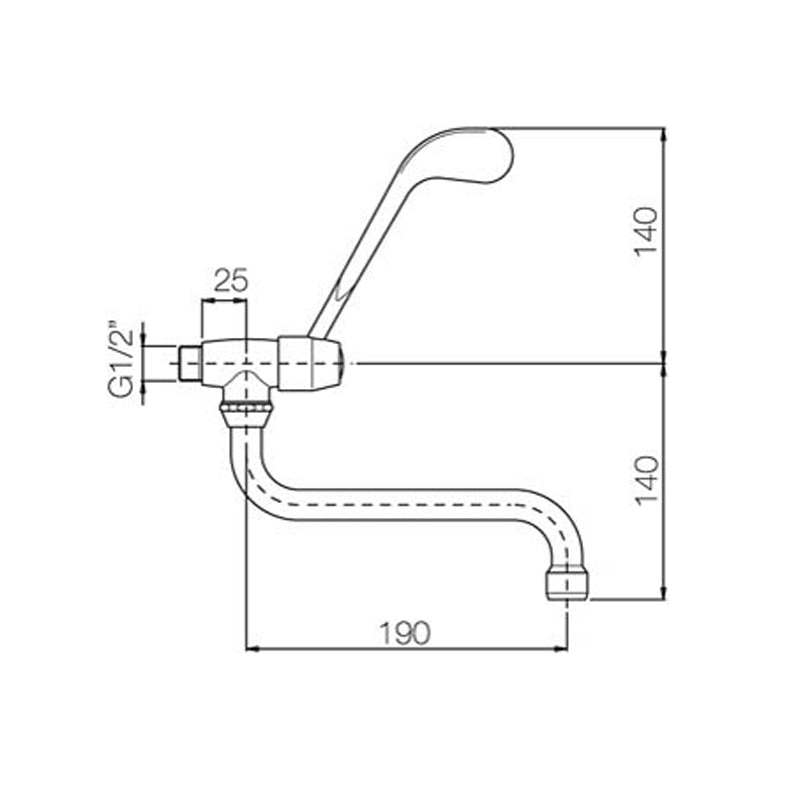 Rubinetto miscelatore lavabo a muro con leva clinica e canna orientabile by CeramicStore | Lo specialista del tuo bagno