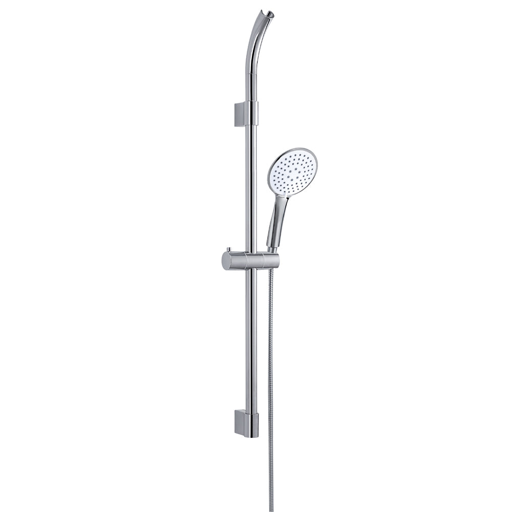 Set doccia a 3 getti completto di asta saliscendi doccino e flessibile modello TECH_01 cromo lucido e bianco by CeramicStore | Lo specialista del tuo bagno