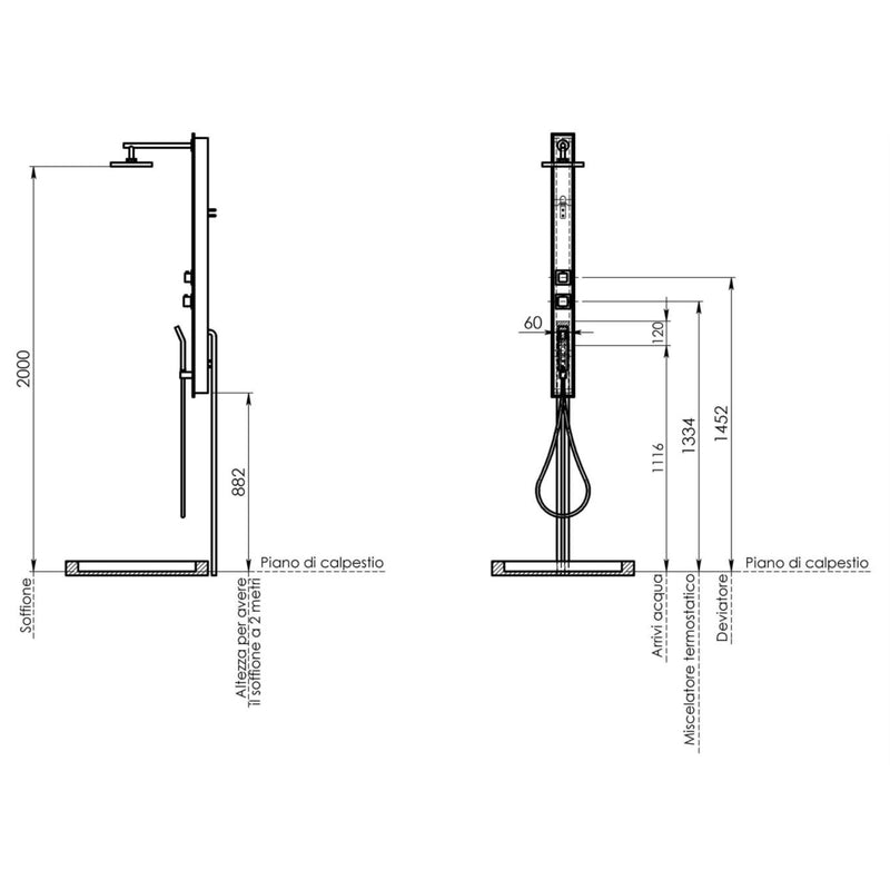 Pannello doccia in vetro temperato con miscelatore termostatico mod. Stile Plus 00 di Gedy - Cromo by CeramicStore | Lo specialista del tuo bagno
