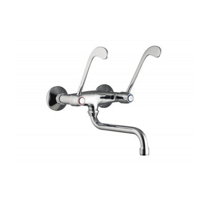 Rubinetto miscelatore lavabo a muro con doppia leva clinica e canna orientabile by CeramicStore | Lo specialista del tuo bagno