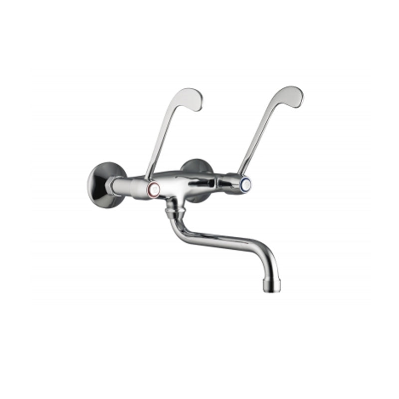 Rubinetto miscelatore lavabo a muro con doppia leva clinica e canna orientabile by CeramicStore | Lo specialista del tuo bagno