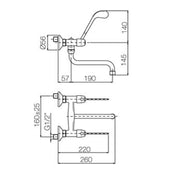Rubinetto miscelatore lavabo a muro con doppia leva clinica e canna orientabile by CeramicStore | Lo specialista del tuo bagno