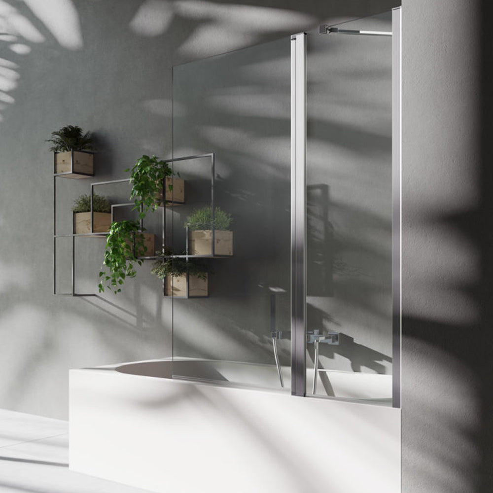 Parete Vasca a due pannelli cm 110 in cristallo trasparente da 6 mm temperato modello Rea di Vanita Docce by CeramicStore | Lo specialista del tuo bagno