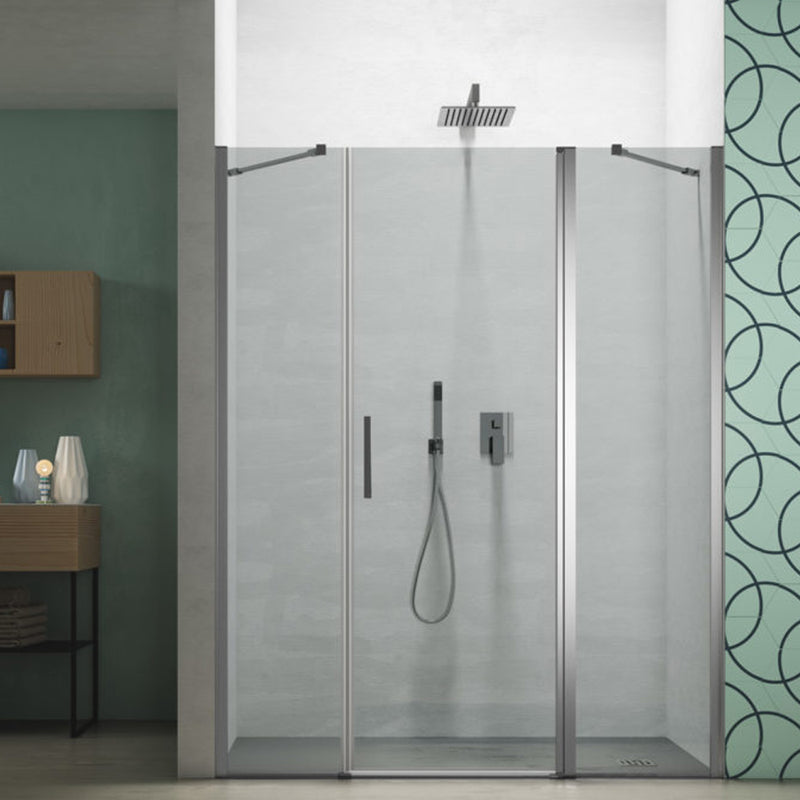 Composizione doccia in linea con apertura battente reversibile per nicchia da 70+90 cm modello Demetra in cristallo trasparente 6 mm by CeramicStore | Lo specialista del tuo bagno