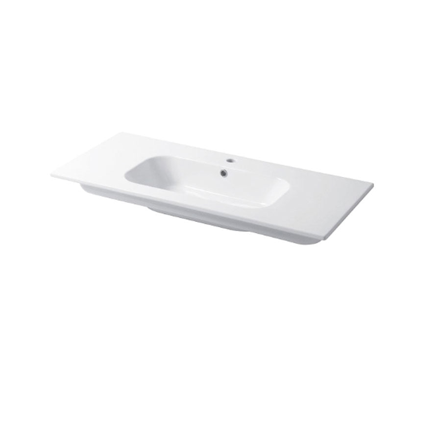 Lavabo a consolle in ceramica bianca lucida serie Qubo Square 51 Disegno-Ceramica 121cm by CeramicStore | Lo specialista del tuo bagno