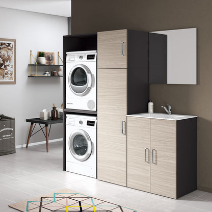 Composizione Mobili Lavanderia Area51-02 con lavatoio, moduli lavatrice ed asciugatrice e colonna - Olmo Rosseau by CeramicStore | Lo specialista del tuo bagno