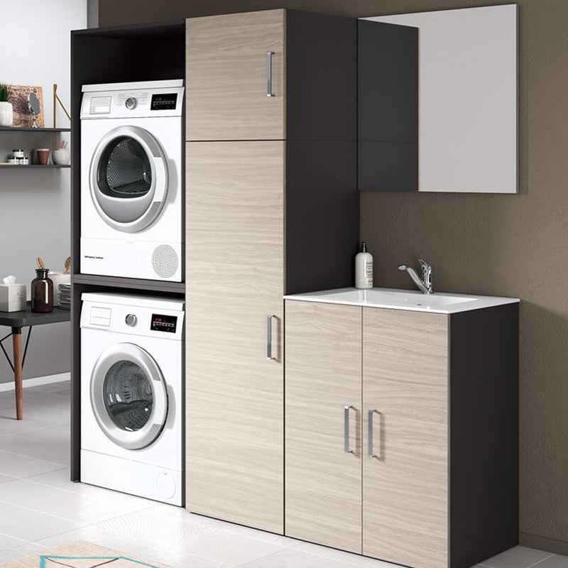 Composizione Mobili Lavanderia Area51-02 con lavatoio, moduli lavatrice ed asciugatrice e colonna - Olmo Rosseau by CeramicStore | Lo specialista del tuo bagno