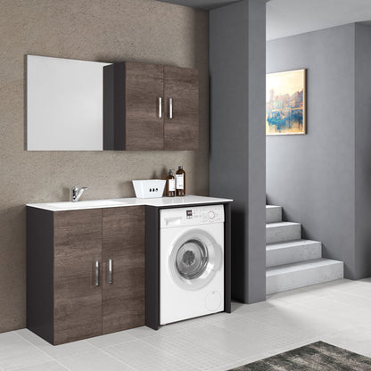 Composizione Mobili Lavanderia Area51-03 con lavatoio, modulo lavatrice e pensile - Rovere Scuro by CeramicStore | Lo specialista del tuo bagno