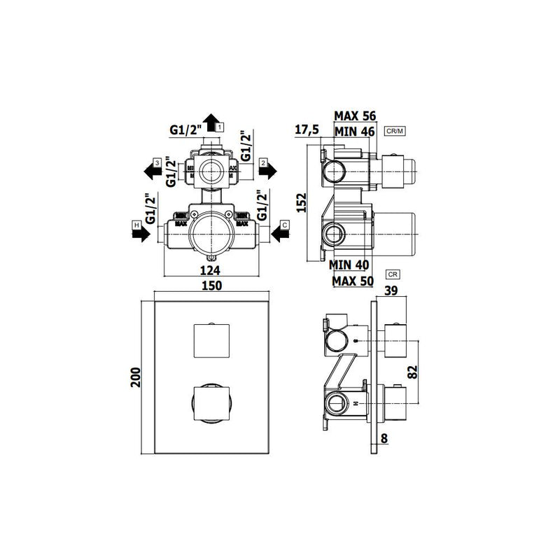 Miscelatore termostatico incasso doccia con 3 Uscite serie Level modello LEQ519ST/M Steel looking Paffoni by CeramicStore | Lo specialista del tuo bagno