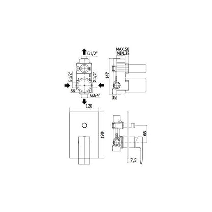 Miscelatore incasso doccia piastra metallo con deviatore leva standard serie Level modello LES015ST/M steel looking Paffoni by CeramicStore | Lo specialista del tuo bagno