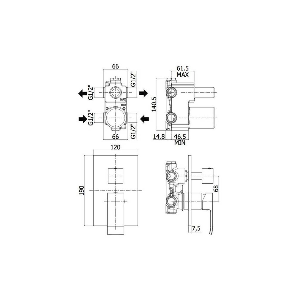 Miscelatore incasso doccia deviatore con 2 Uscite serie Level modello LES018CR/M cromo Paffoni by CeramicStore | Lo specialista del tuo bagno