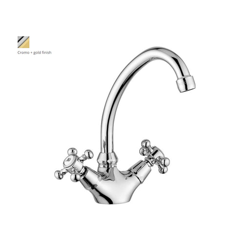 Monoforo lavabo con canna orientabile Paffoni serie Viola - Cromo/Gold finish by CeramicStore | Lo specialista del tuo bagno