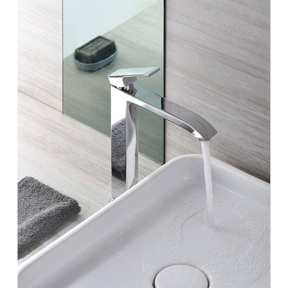 Miscelatore lavabo alto con canna prolungata senza piletta serie Level modello LES081ST steel looking Paffoni by CeramicStore | Lo specialista del tuo bagno