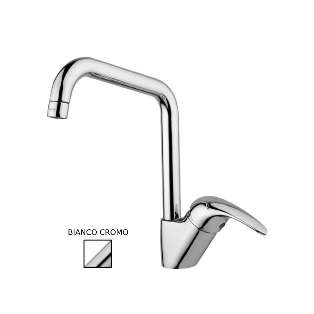 Miscelatore lavello monoforo con canna alta orientabile serie Nettuno due modello ND180CC bianco Paffoni by CeramicStore | Lo specialista del tuo bagno