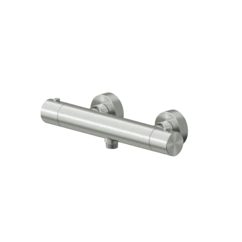 Mezclador monomando externo termostático para ducha RubiFlux serie Aria - Acero Satinado