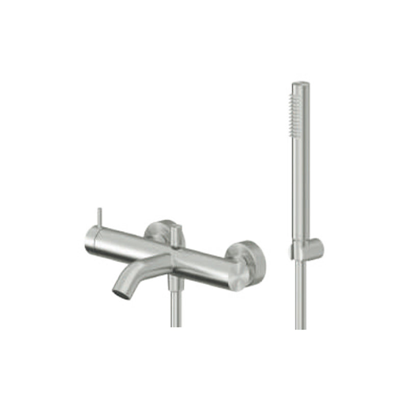 Miscelatore monocomando esterno per vasca con kit doccino RubiFlux serie Aria - Acciaio Satinato by CeramicStore | Lo specialista del tuo bagno